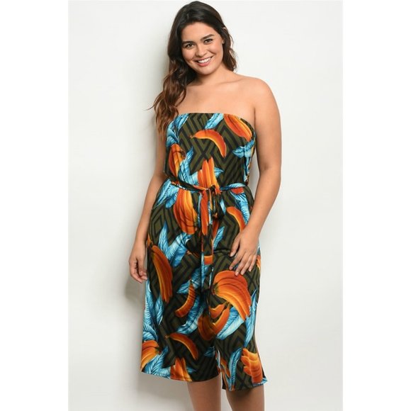 Red Star Pants - “It’s Bananas” Strapless Cropped Jumpsuit Plus